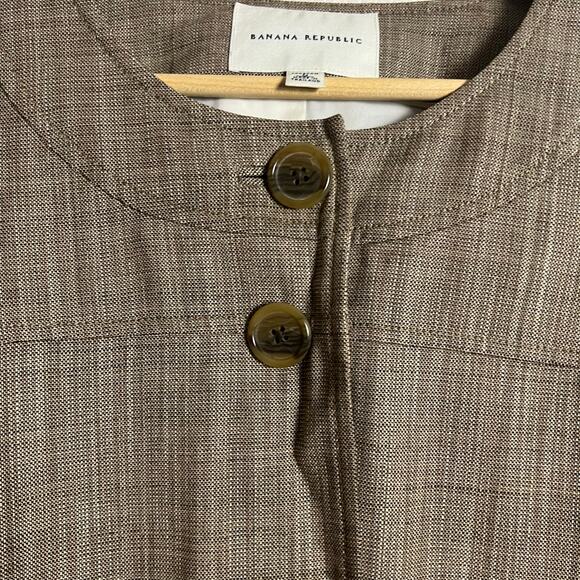 Banana Republic Brown Wool Blend 3/4 Sleeve Cropped Two Button Jacket Size 0 - Picture 5 of 10